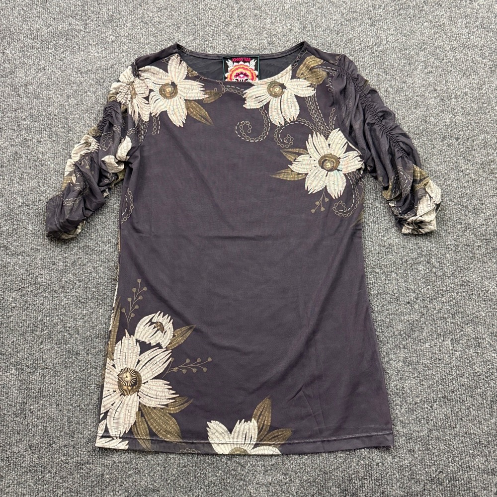 Johnny Was Mesh Floral Top Sm Corinthe Boho Ethereal Artsy Romantic Whimsigoth - Picture 2 of 13